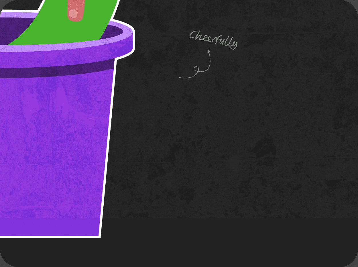 A hand placing an offering into the bucket cheerfully